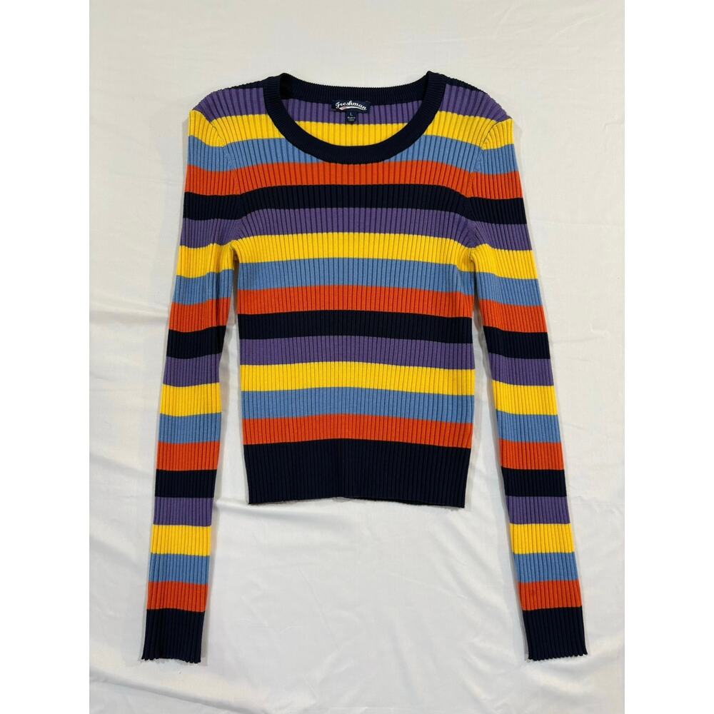 Freshman 1996 Retro Striped Ribbed Sweater Size Large